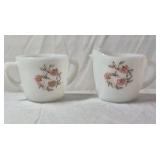 Vintage Fire-King Ware Milk Glass Dishes – Pink Floral Pattern