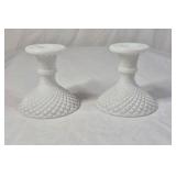Fenton Hobnail Milk Glass Table Set – Creamer, Sugar, Bowl, Candlesticks
