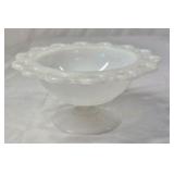 Fenton Milk Glass Bonbon Dish – Ruffled Pedestal