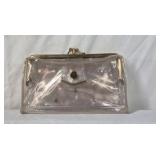 Vintage Clear Vinyl Clutch with Rhinestone Accents