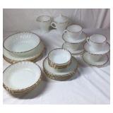 Vintage Anchor Hocking Fire-King Milk Glass Dinnerware Set