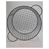 Vintage Wire Egg Basket with Faux Fur Liner and Peacock Feather