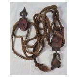 Vintage Block and Tackle Pulley with Rope