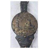 Vintage Fireplace Bellows with Embossed Medallion