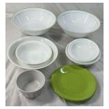Vintage Corelle and Fiesta Mixing Bowls and Plates
