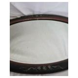 Vintage Oval Mirror with Inlaid Design