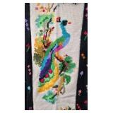 Hand-Embroidered Peacock Throw