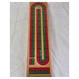 Vintage Wooden Cribbage Board – U-Shaped Track with Painted Scoring Lanes