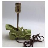Vintage Ceramic Automobile Lamp Base – Green Glaze Roadster