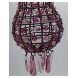 Hanging Beaded Candle Holder – Purple and Clear Crystal Sphere