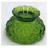 Vintage Green Depression Glass Bowl – Hobstar and Fan Pattern