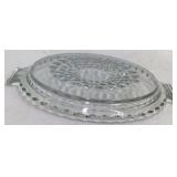 Vintage Clear Glass Pie Plate – Scalloped Handles and Hobnail Center