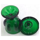 Vintage Green Glass Urn Lidded Jar – Lobed Design