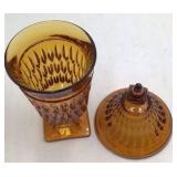 Vintage Amber Glass Lidded Urn
