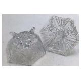 Vintage Crystal Candy Dish with Lid – Diamond Point and Fan Pattern Descriptio