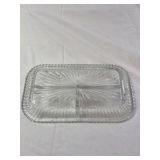 Vintage Pressed Glass Divided Relish Tray – Starburst Pattern