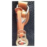 Dooney & Bourke All-Weather Leather Tote – Navy Pebbled with Tan Trim