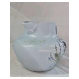 Vintage Stoneware Pitcher – Light Blue Glaze with Hand-Painted Bluebell Design