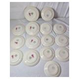 Vintage Porcelain Dinner Plates – Rambler Rose Pattern with Pink Floral Centers