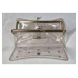 Vintage Clear Vinyl Clutch with Rhinestone Accents