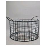 Vintage Wire Egg Basket with Faux Fur Liner and Peacock Feather