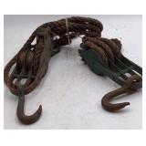 Vintage Block and Tackle Pulleys with Rope