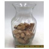 Vintage Clear Glass Vase Filled with Corks