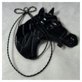 Blue Plastic Basket Pair and Horse Ornament