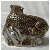Elgin Leopard Figural Desk Clock