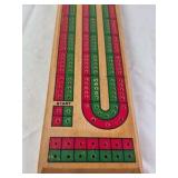 Vintage Wooden Cribbage Board – U-Shaped Track with Painted Scoring Lanes