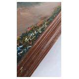 Diamond-Shaped Framed Painted Mirror – Signed K. Cumes