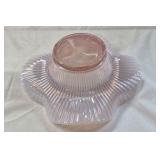 Fenton Pink Opalescent Glass Bowl – Ruffled Rim with Ribbed Pattern