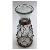 Vintage Glass Demijohn Carafe – 1/2 Liter Embossed with Netting
