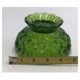 Vintage Green Depression Glass Bowl – Hobstar and Fan Pattern