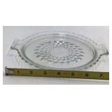 Vintage Clear Glass Pie Plate – Scalloped Handles and Hobnail Center