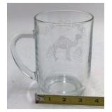 Vintage Camel Cigarettes Etched Glass Mug