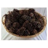 Vintage Handwoven Wicker Basket – Multicolor Striped Design