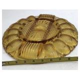 Vintage Amber Glass Relish Dish