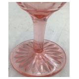 Vintage Pink Depression Glass Goblets – Ribbed Bowl and Fan Base