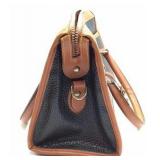 Dooney & Bourke All-Weather Leather Tote – Navy Pebbled with Tan Trim