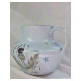 Vintage Stoneware Pitcher – Light Blue Glaze with Hand-Painted Bluebell Design
