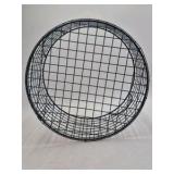 Vintage Wire Egg Basket with Faux Fur Liner and Peacock Feather