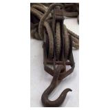 Vintage Block and Tackle Pulley with Rope