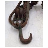 Vintage Block and Tackle Pulleys with Rope