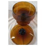 Vintage Amber Glass Covered Compote
