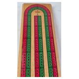 Vintage Wooden Cribbage Board – U-Shaped Track with Painted Scoring Lanes