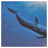 1993 Signed Dolphin Print – Underwater Orca in Blue Depths