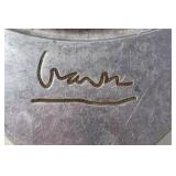 Vintage Triangular Metal Trivet – Concentric Circles Signed "Vera" Made in Taiwan