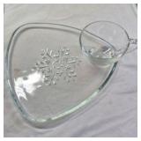 Vintage Glass Snowflake Triangular Plates with Attached Cups