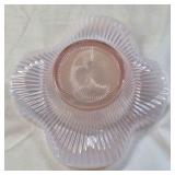 Fenton Pink Opalescent Glass Bowl – Ruffled Rim with Ribbed Pattern